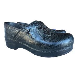 Dansko Professional Clog Floral Tooled Leather Women size 38 US 7.5-8